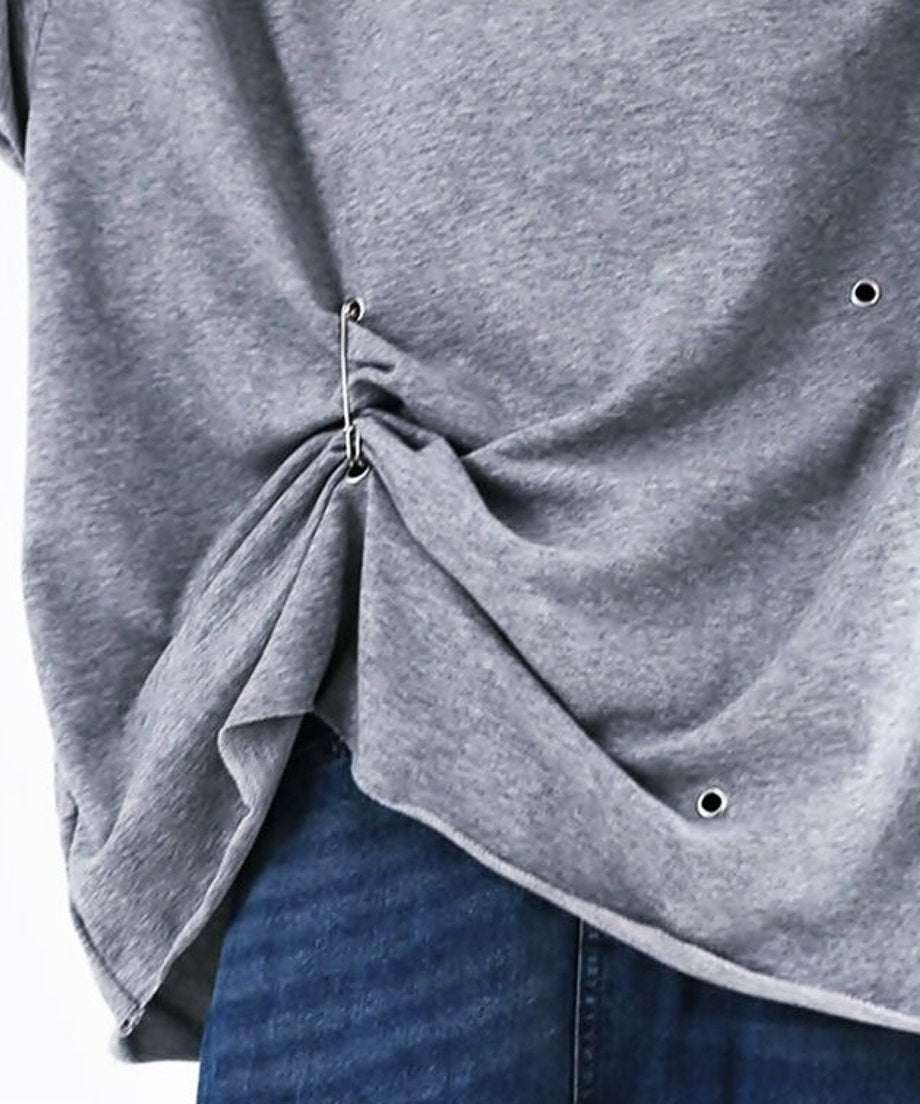Pin Tuck Drape Long Sleeve Top