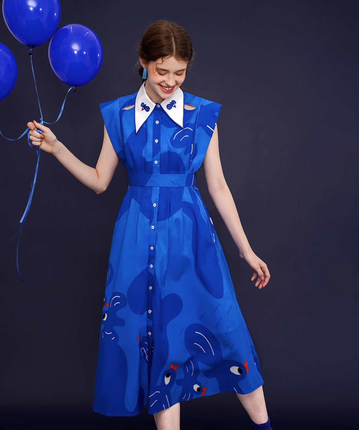 Blue Bird Flared Dress