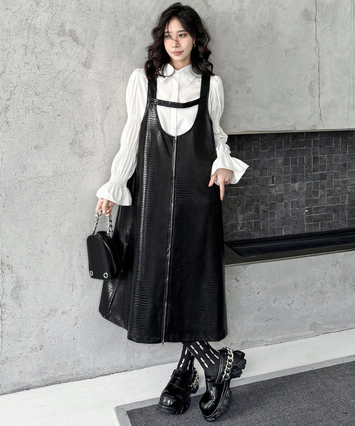 Zip Suspender Dress
