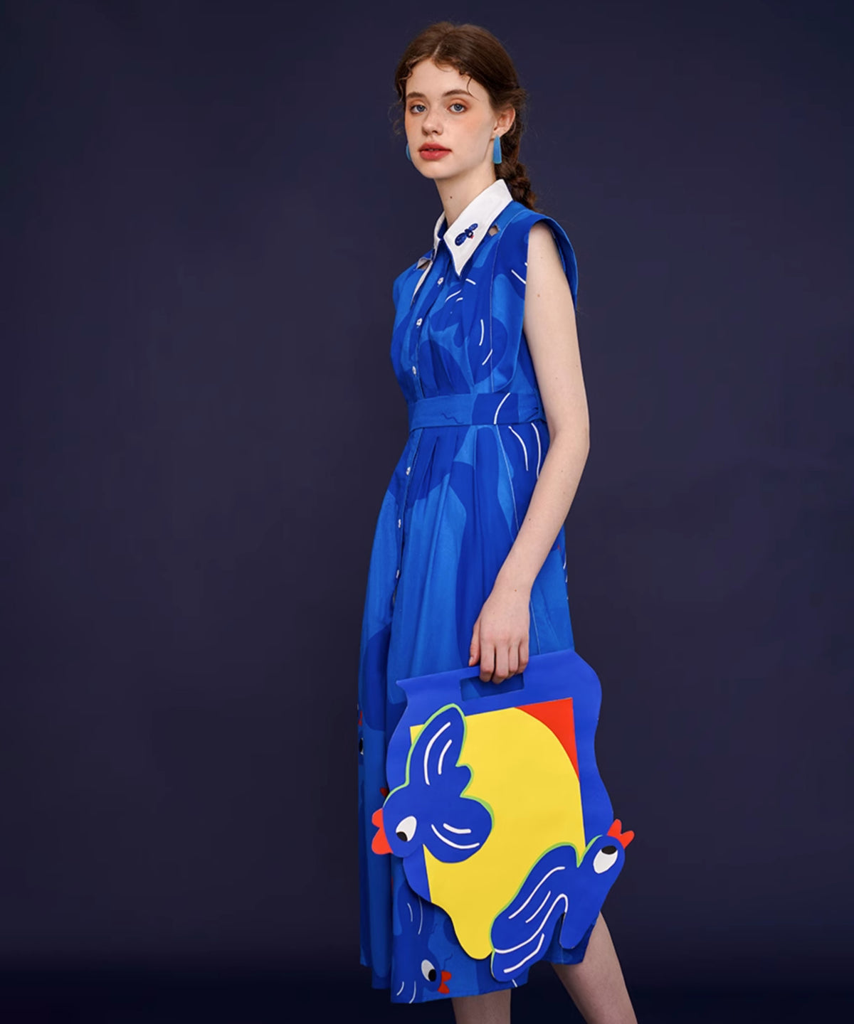 Blue Bird Flared Dress