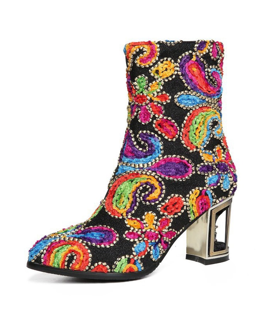 Beads  Flower Short Boots