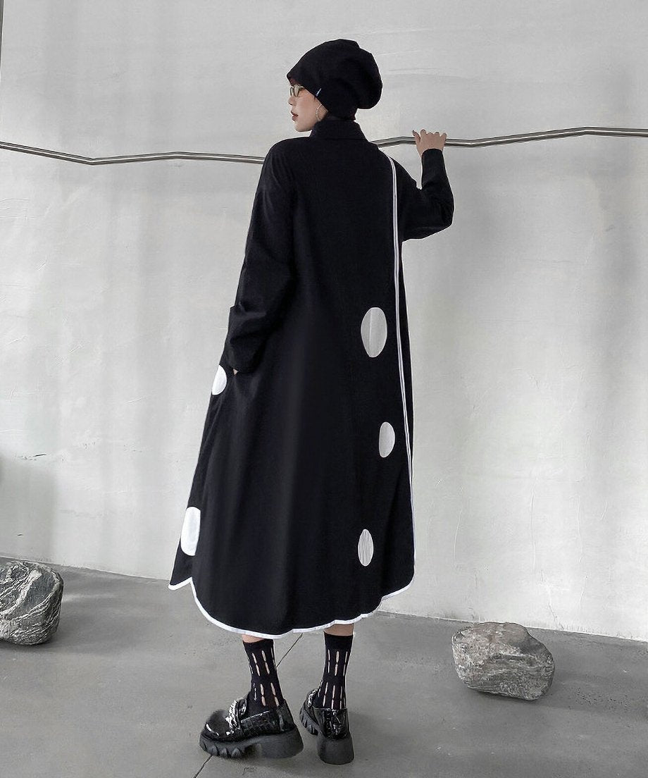 Scallop Dot Graphic Shirt Dress