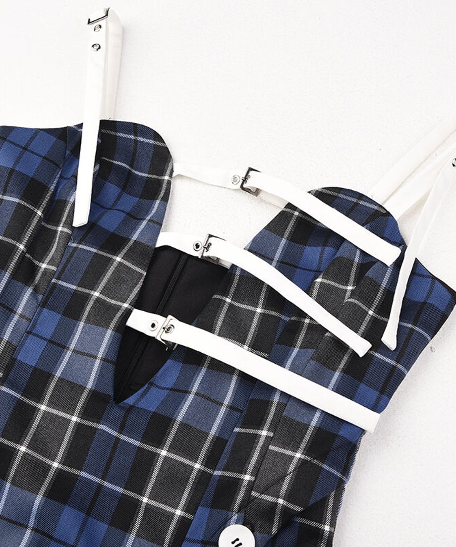 check pattern camisole dress