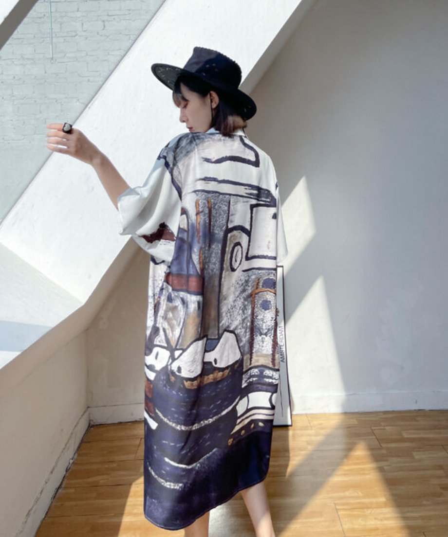 Abstract Cityscape Art Shirt Dress