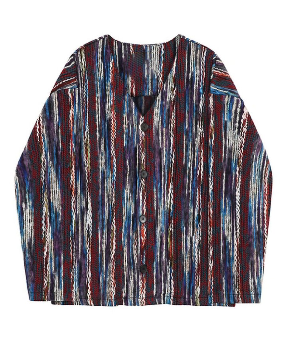 Multicolor Wavy Knit Cardigan