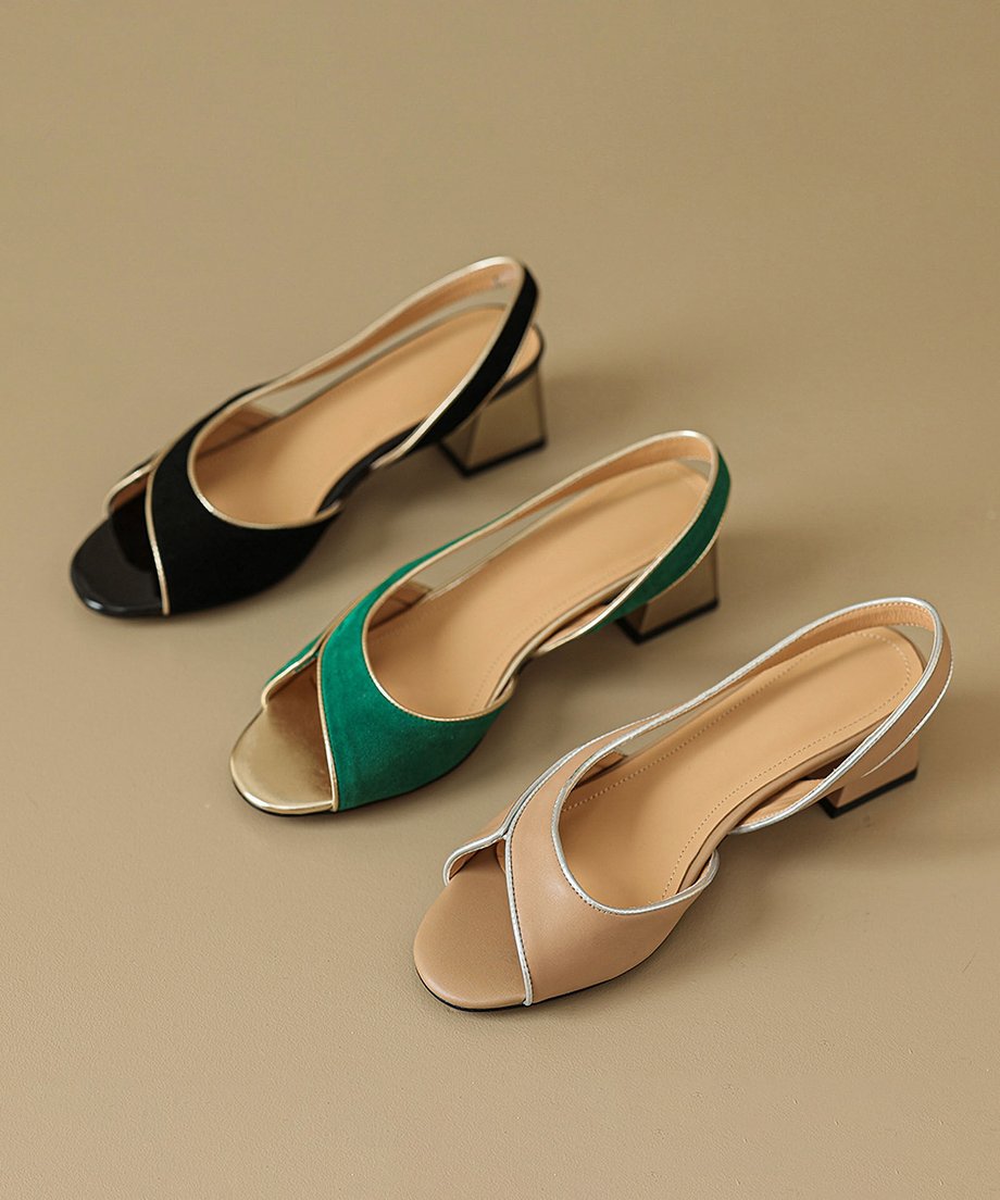 Bicolor Slingback Sandals