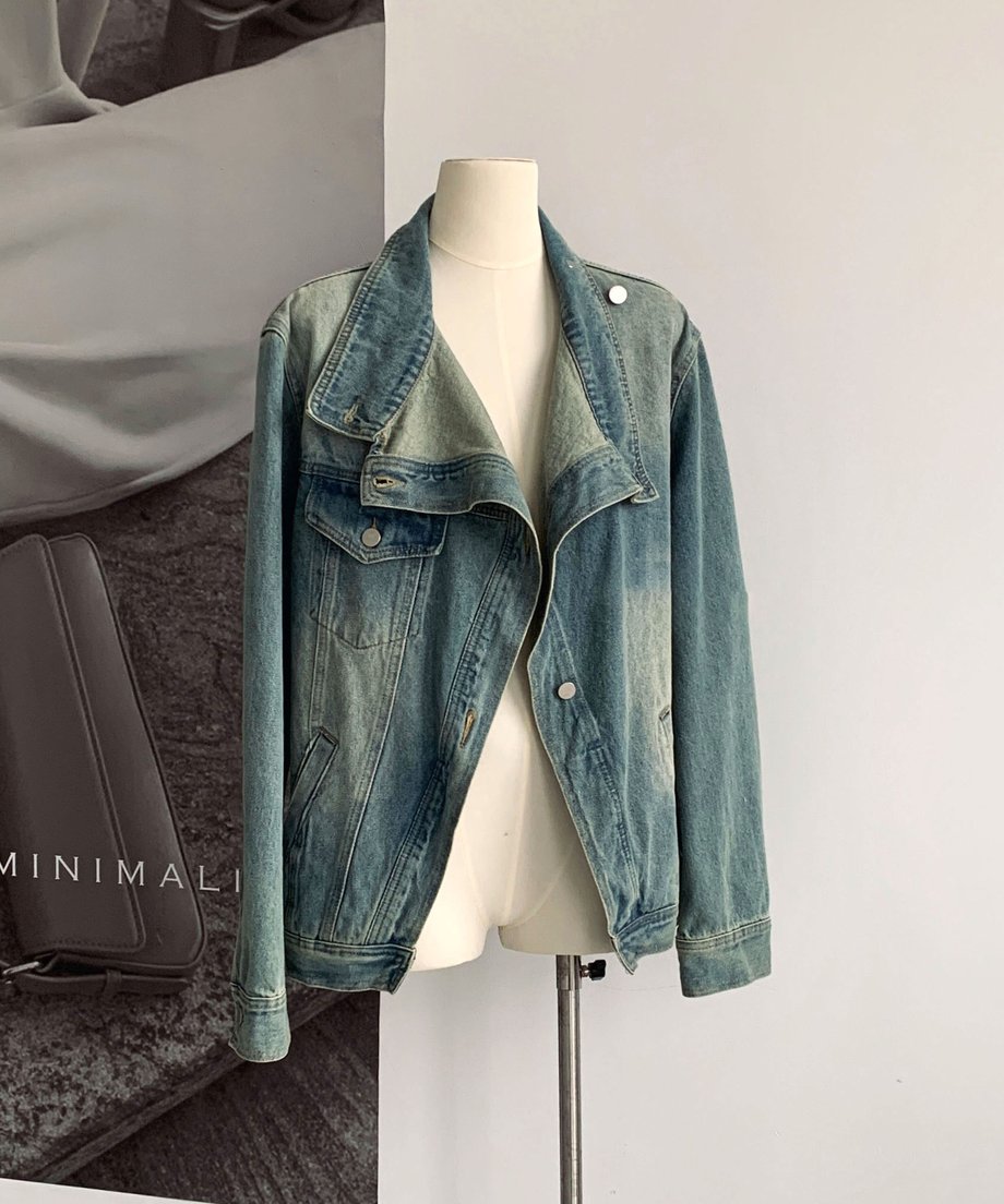 Stand Out Collar Denim Jacket