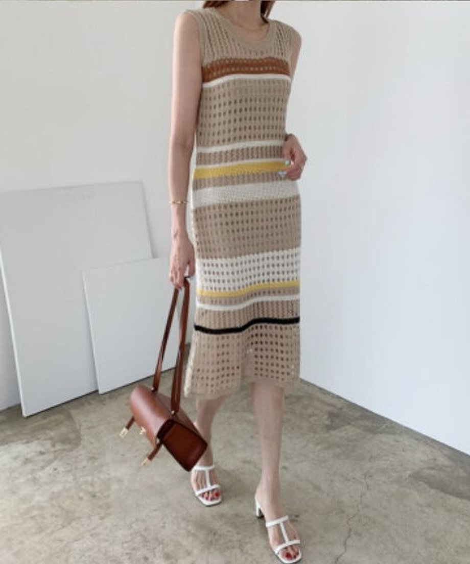 Striped Mesh Dress