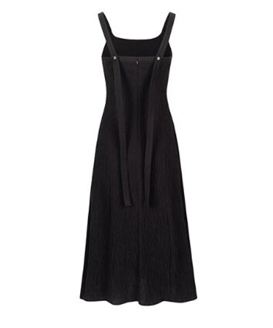 Crinkled Square Neck Long Dress