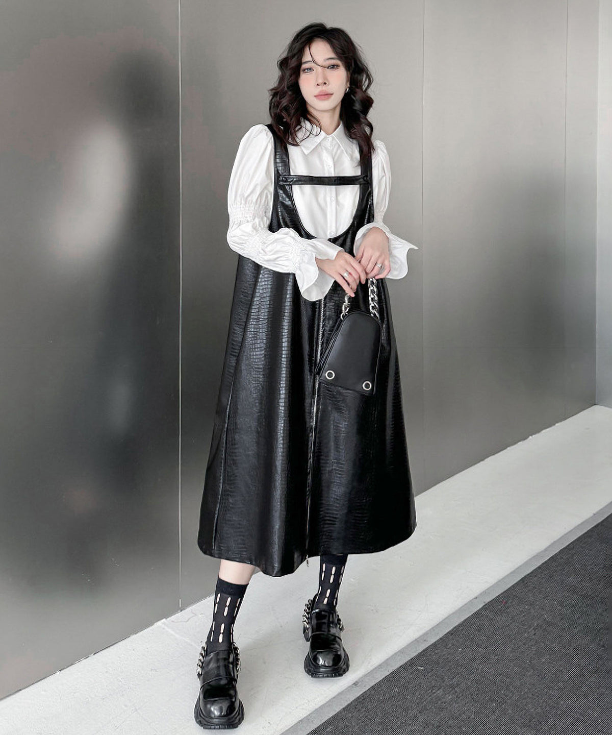 Zip Suspender Dress