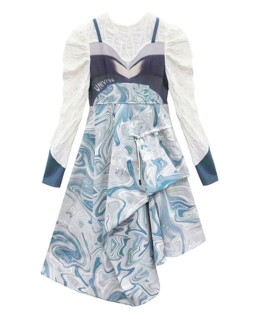 Faux Layered Marble Dress