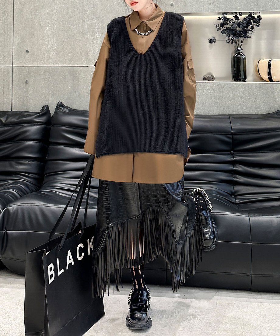 Fringe Faux Leather Skirt