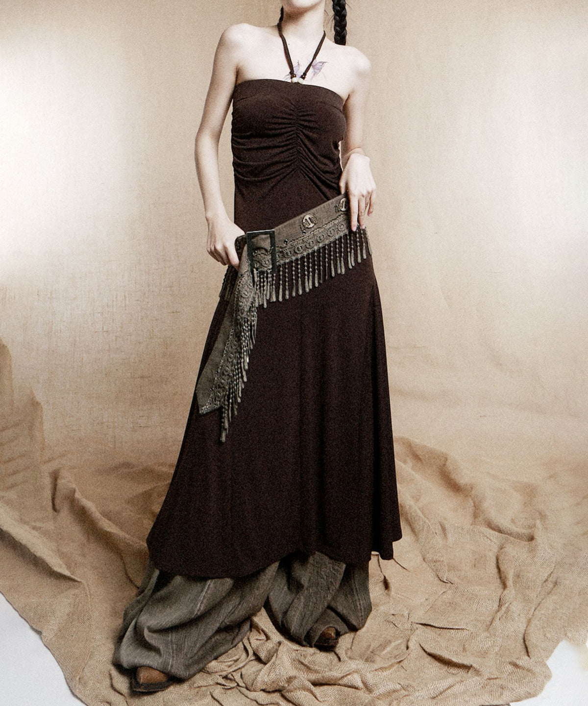 Tassel Belt Lantern Pants