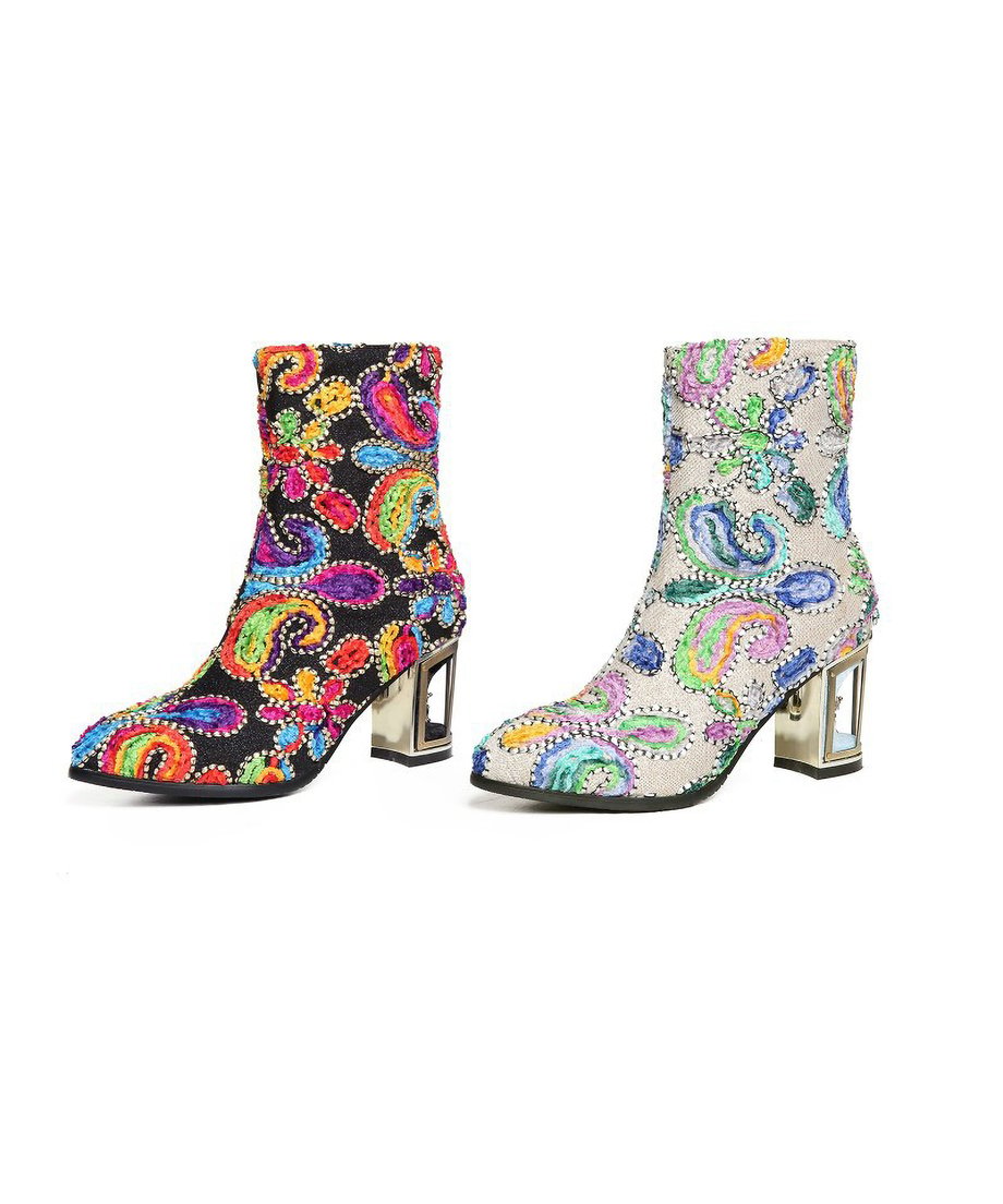 Beads  Flower Short Boots
