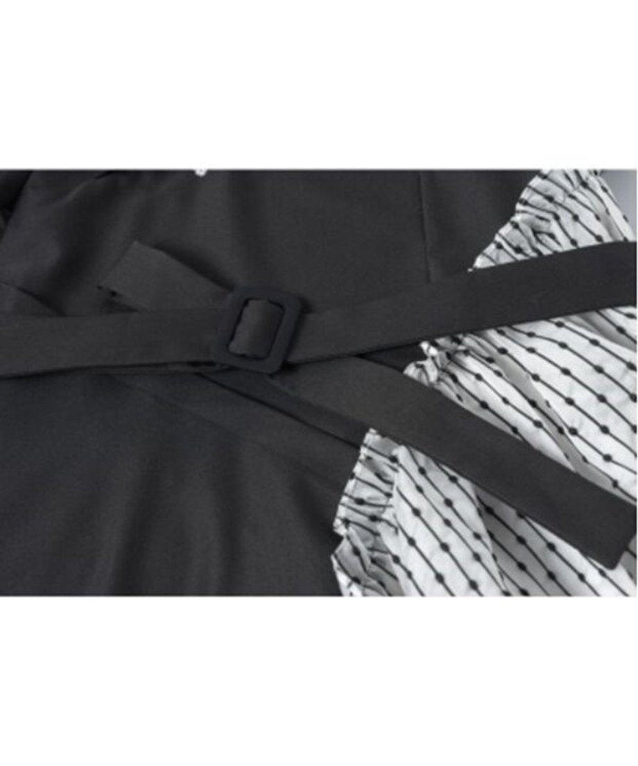 Pin Detail Contrast Wrap Dress
