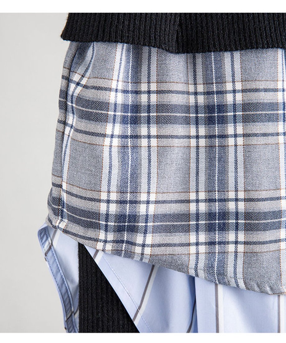 Plaid Splicing Skirt