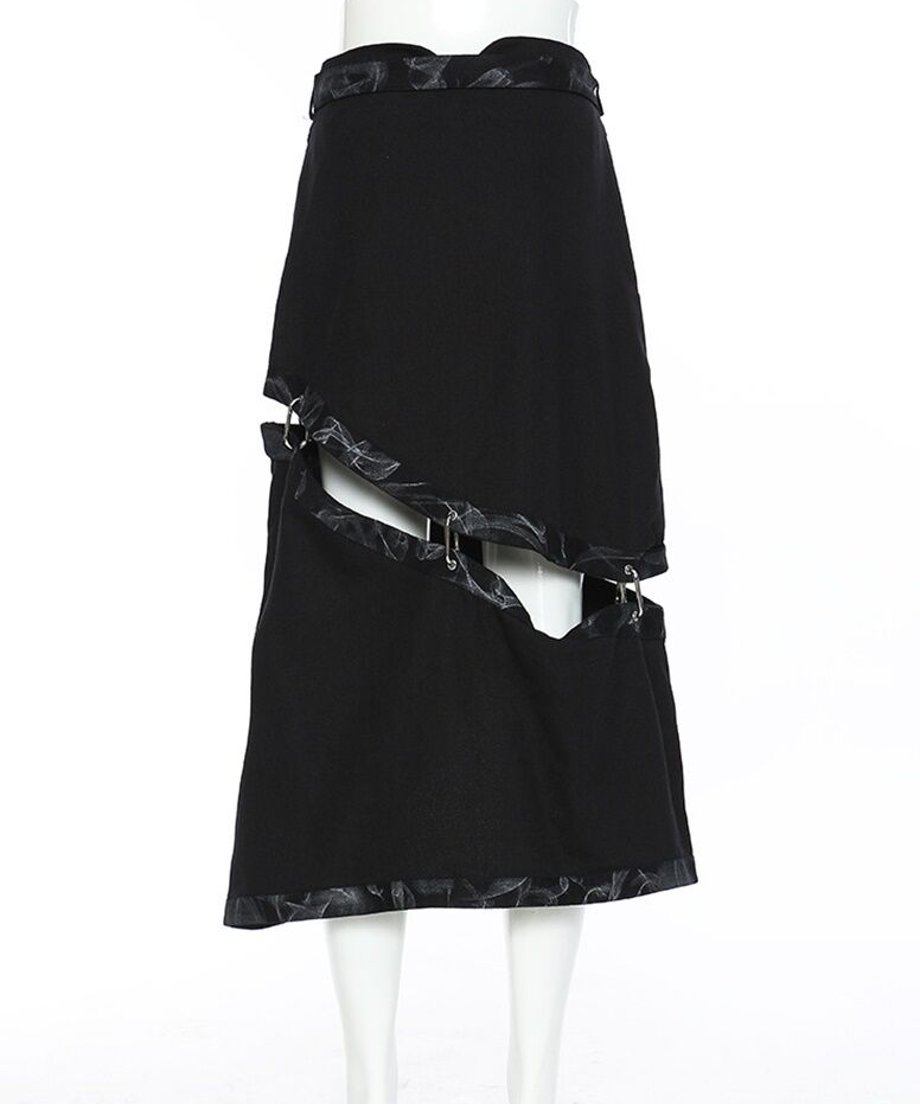 Deconstructed Safety Pin Print Skirt