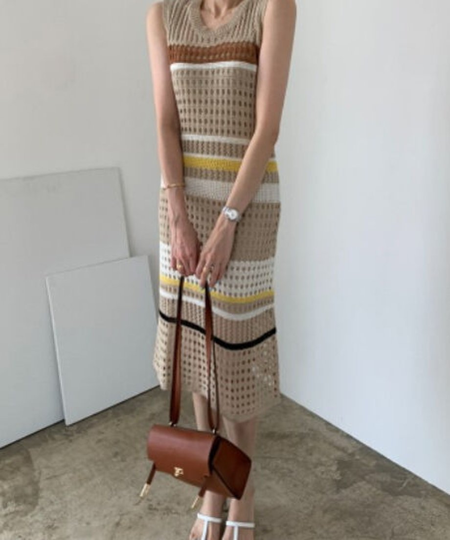 Striped Mesh Dress