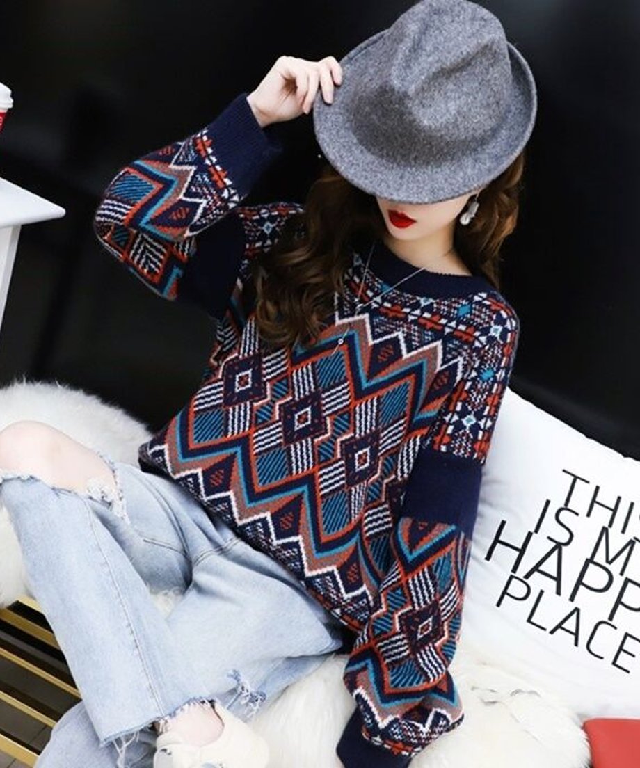 Tribal Geometric Knit Sweater