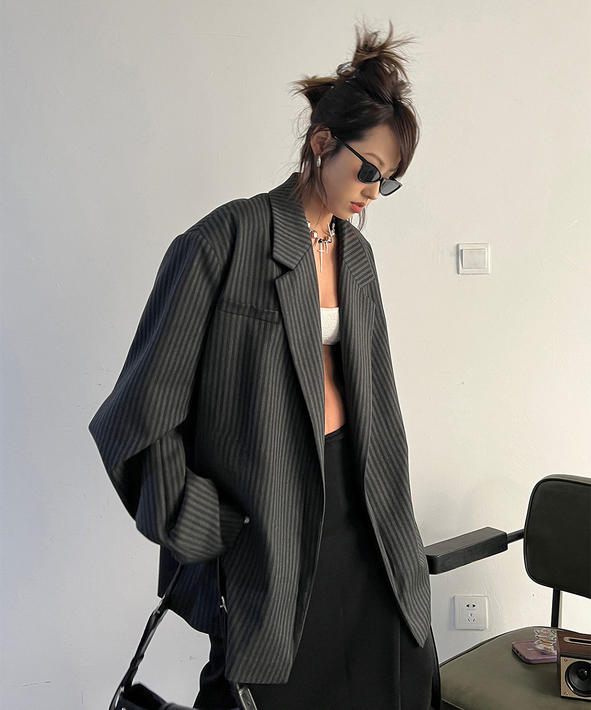 Stripe Buttonless Jacket