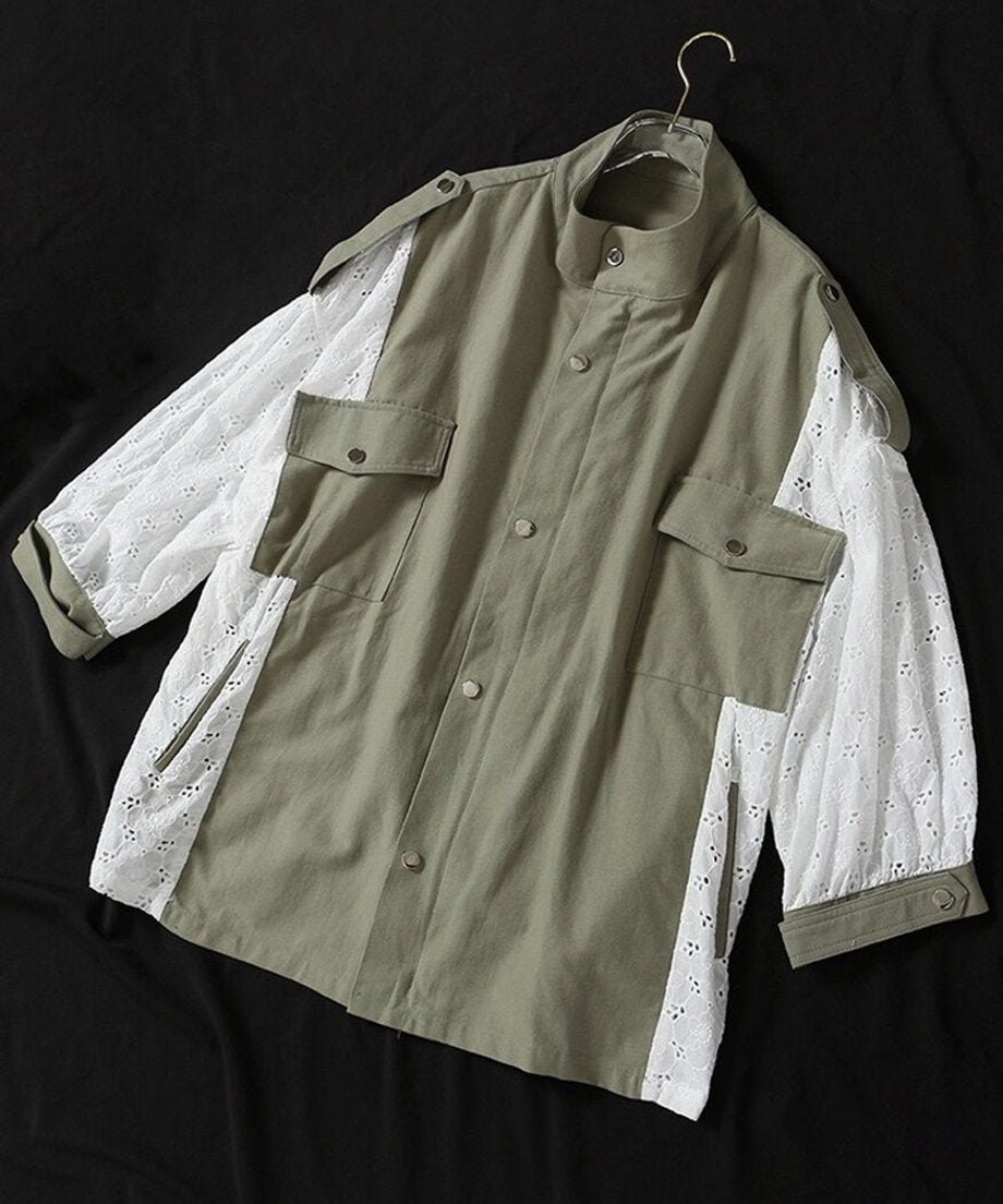 Lace Switching Short Coat