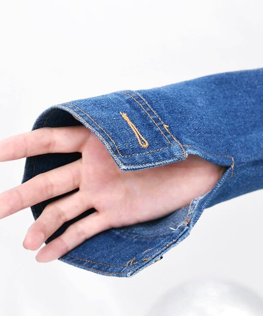 Denim Switching Sweatshirt