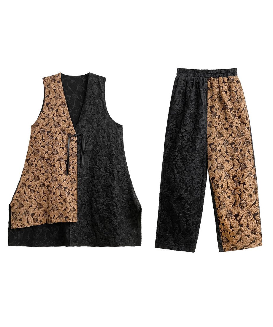 Ripple-fabric Vest&Pants Co-ord