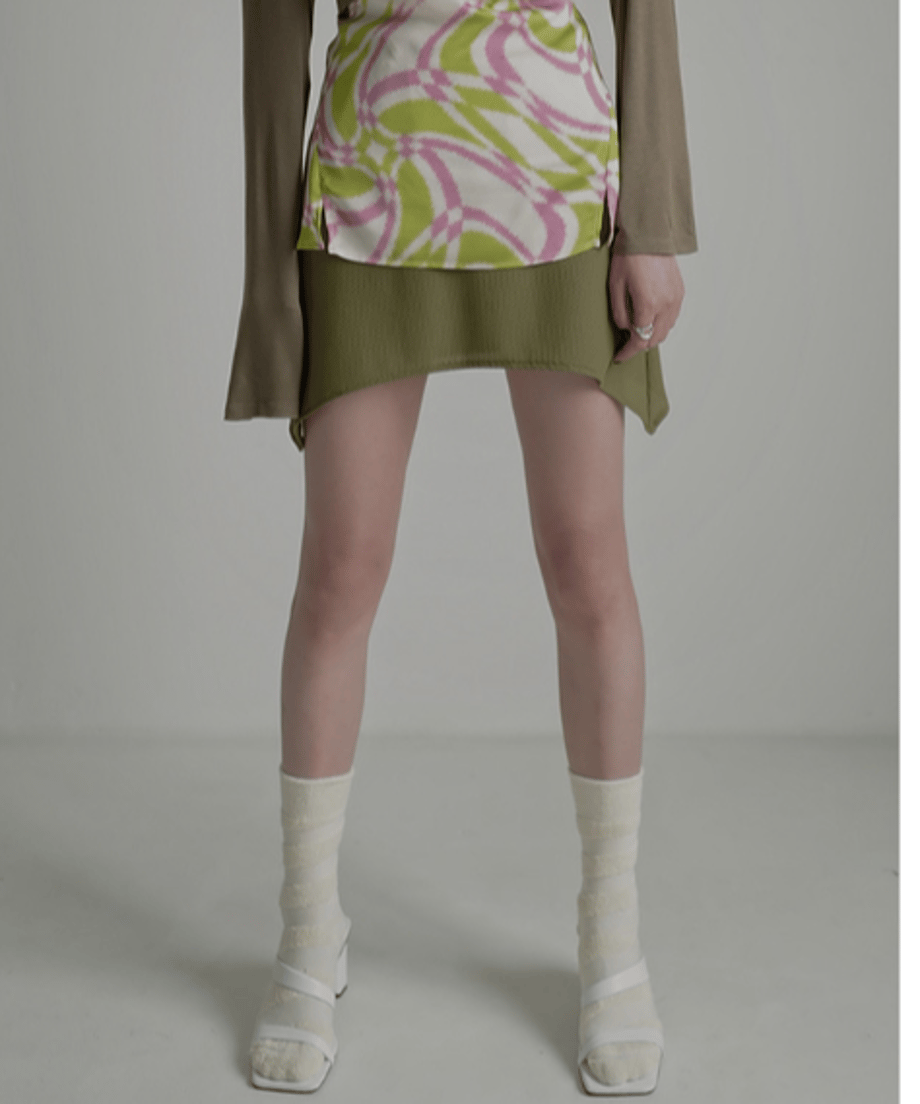 Asymmetric Skirted Flare Pants