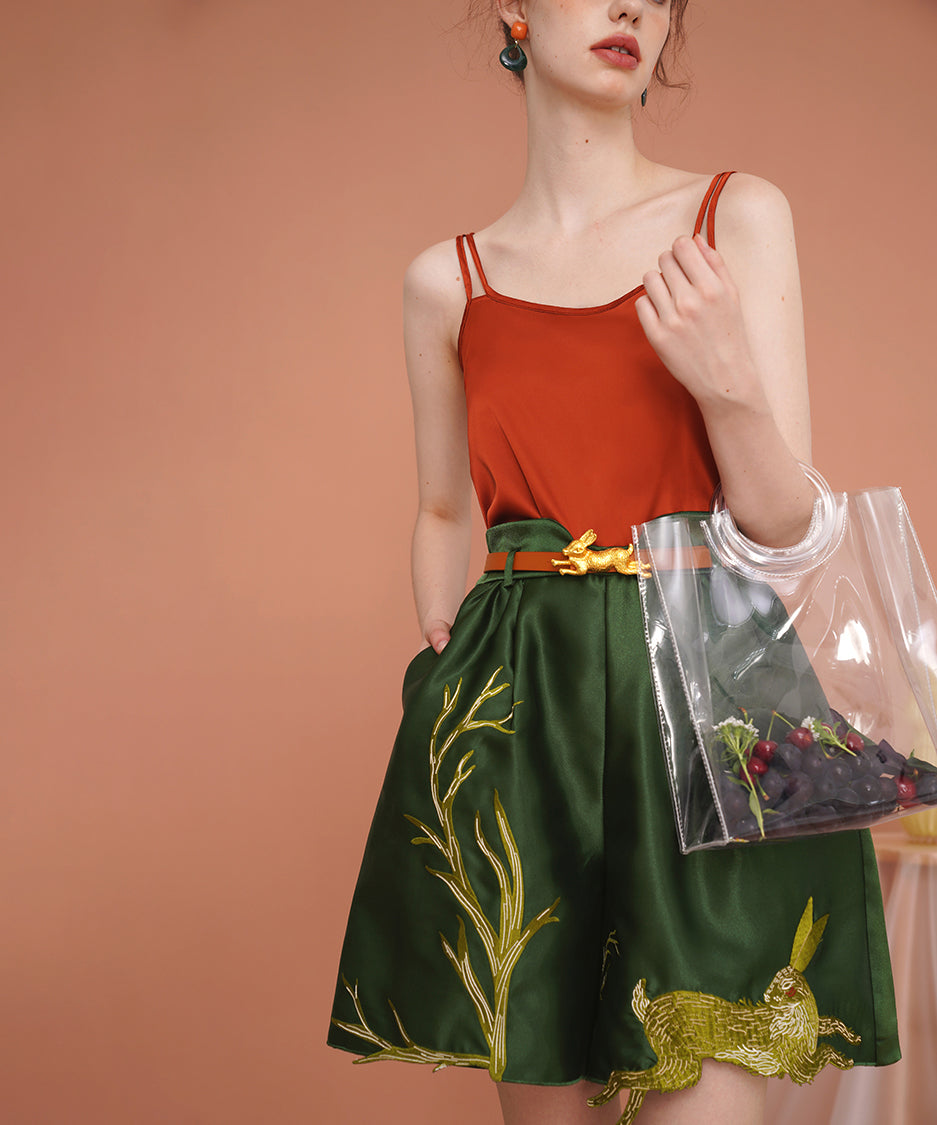 Rabbit Embroidery Shorts