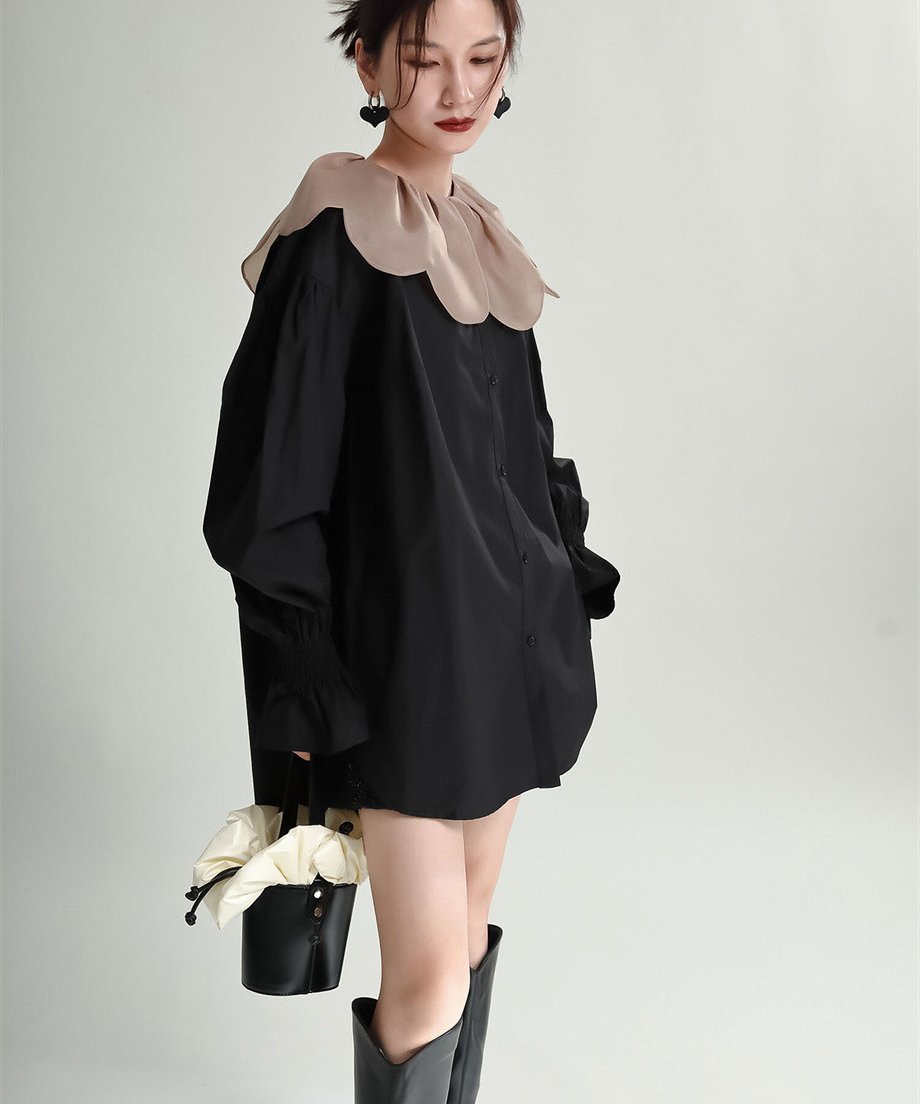 Tulip Collar Volume Sleeve Blouse