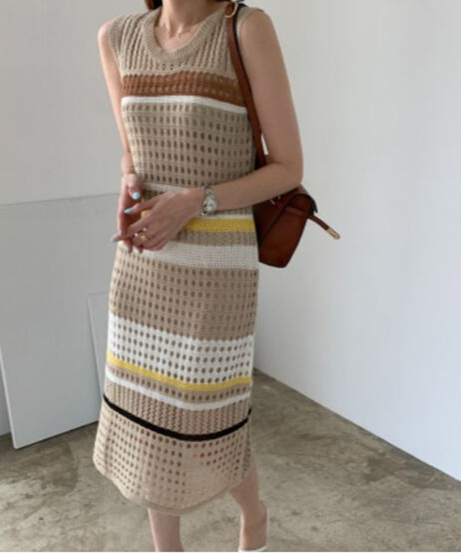 Striped Mesh Dress