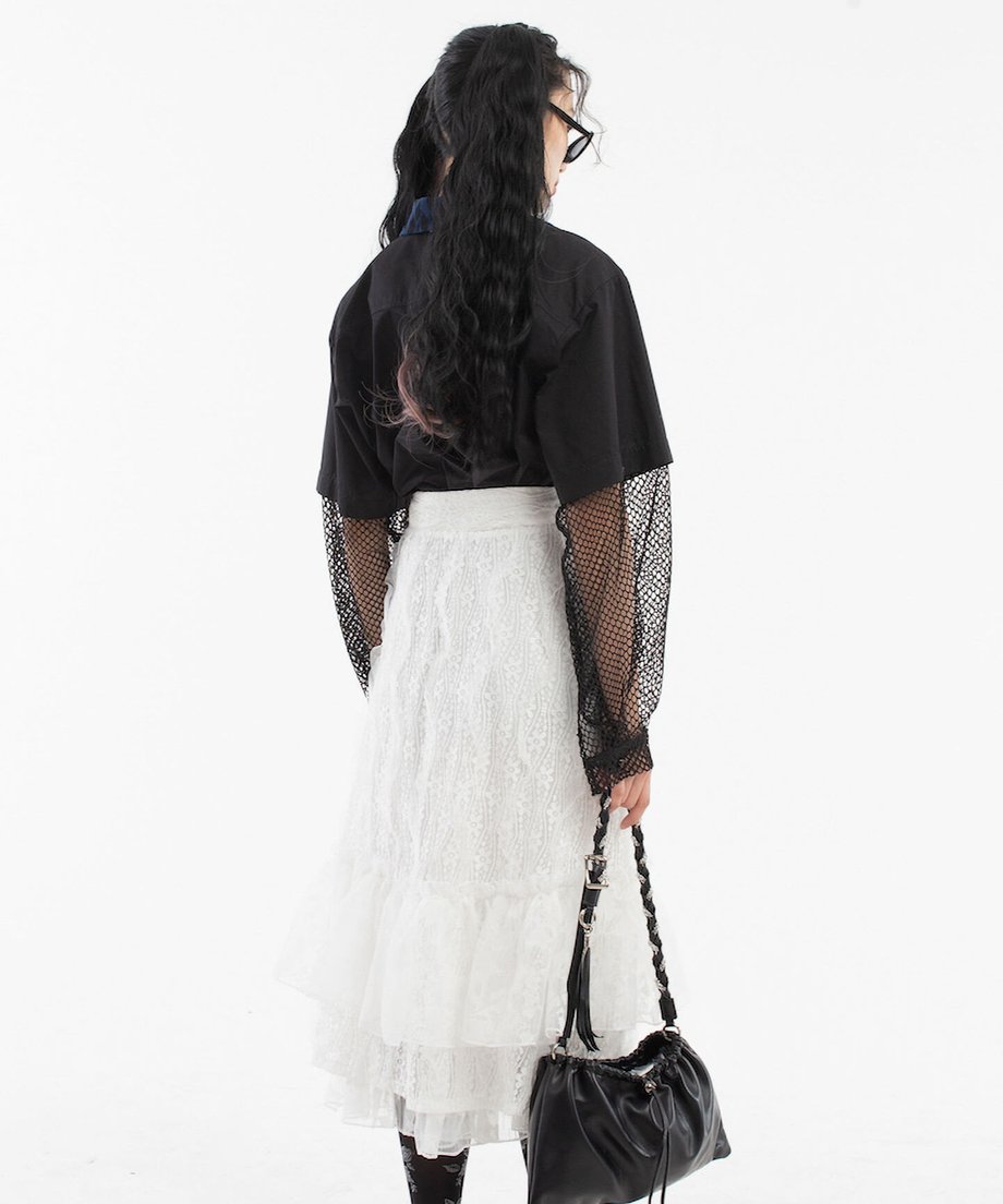 Sleeve Mesh Blouse