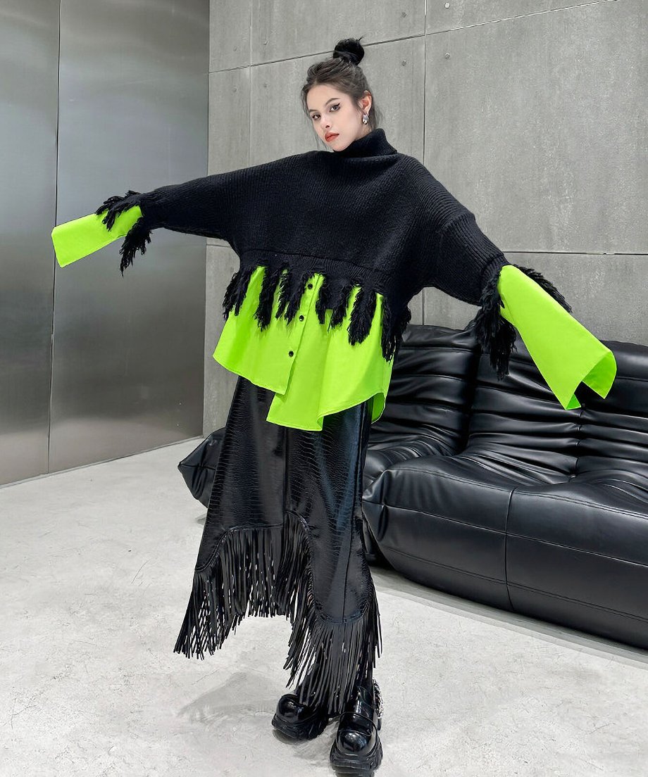 Fringe Faux Leather Skirt