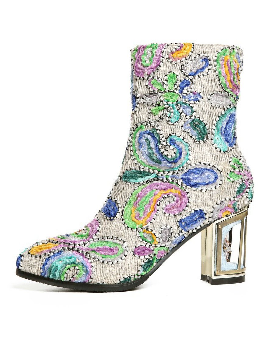 Beads  Flower Short Boots