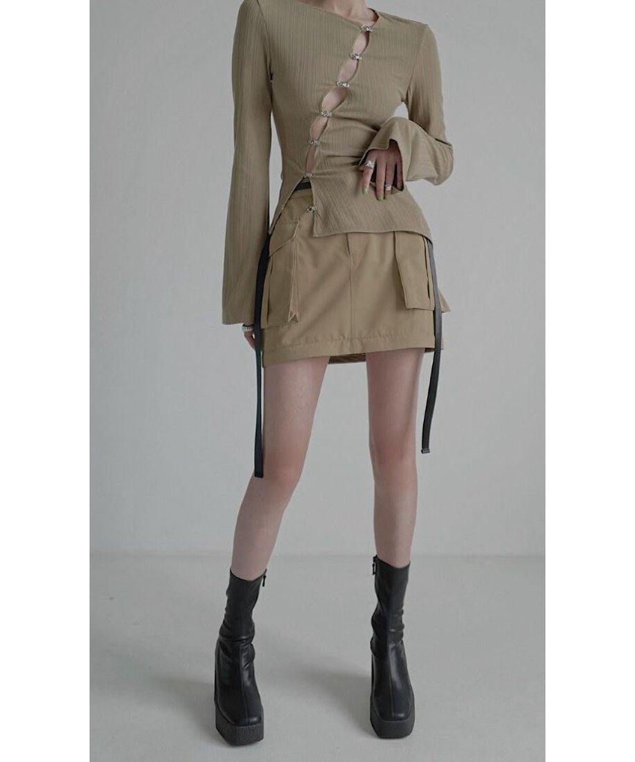 Asymmetric Cut-Out Hook Cardigan