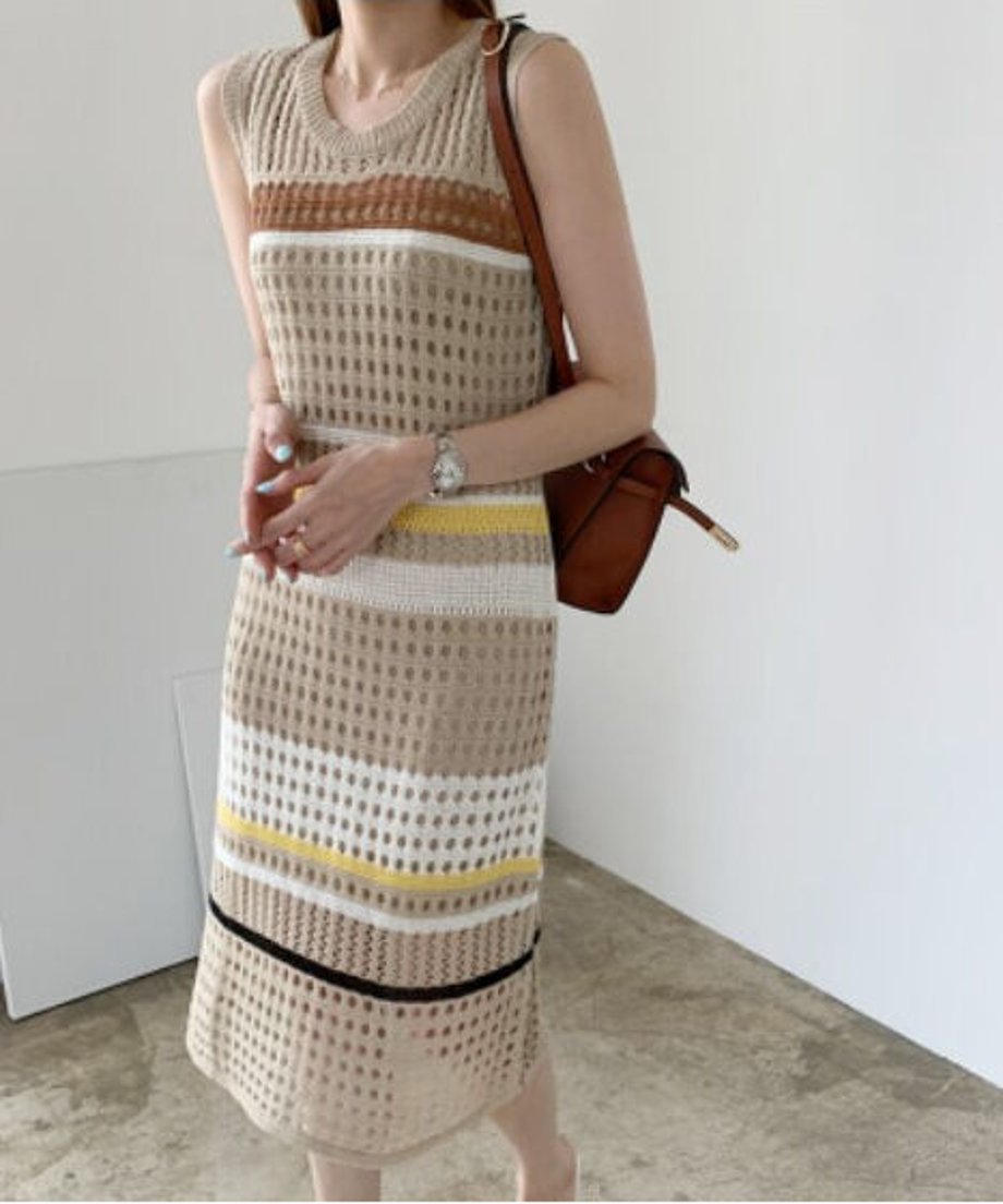 Striped Mesh Dress