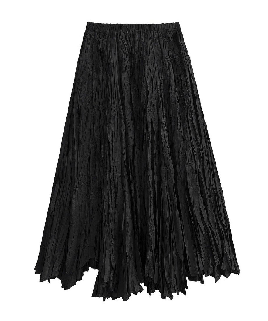 Wrinkle Flare Long Skirt