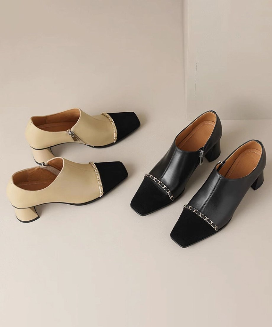 Bicolor Chain Booties