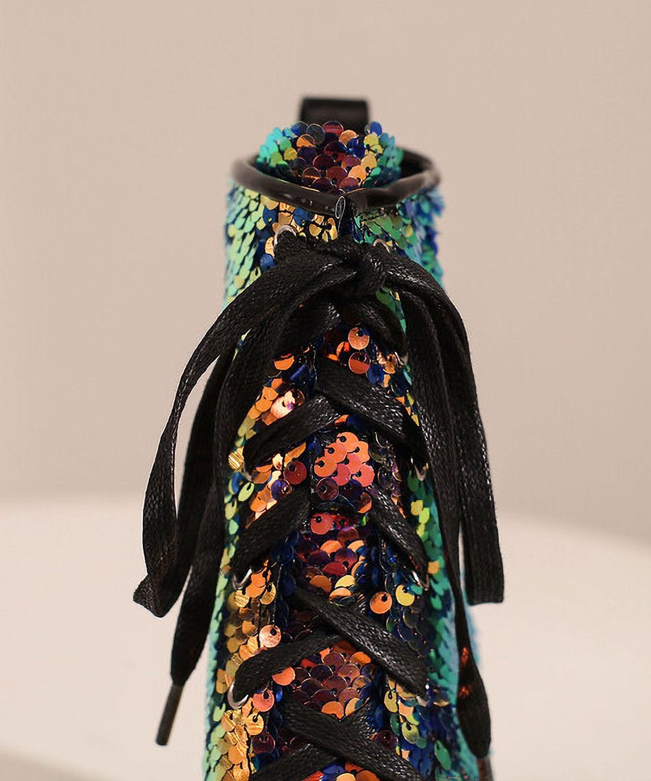 Holographic Sequin Chunky Boots