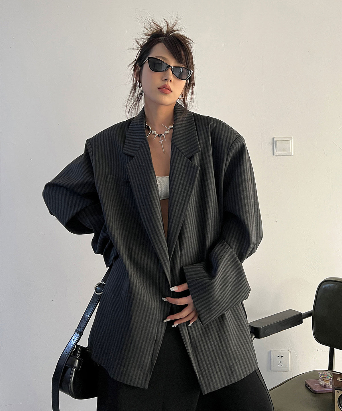 Stripe Buttonless Jacket