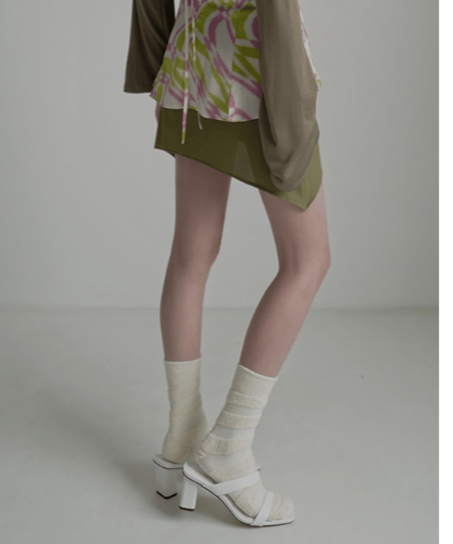 Asymmetric Skirted Flare Pants