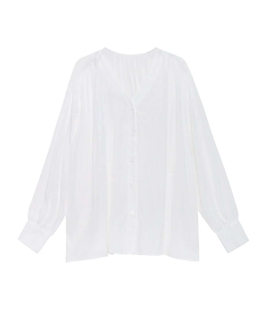 V-Neck Relaxed Satin Blouse