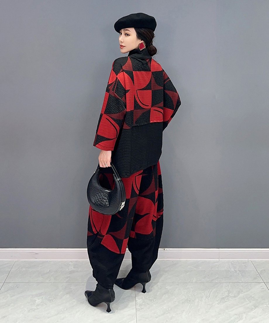 Geometric Pattern Top & Pants Co-ord