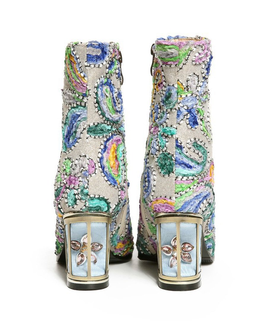Beads  Flower Short Boots