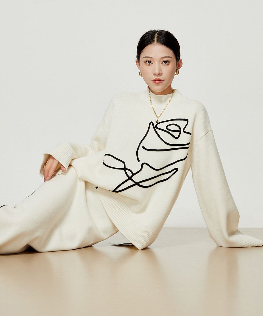 Line Drawing Sweater & Skirt Co-ord