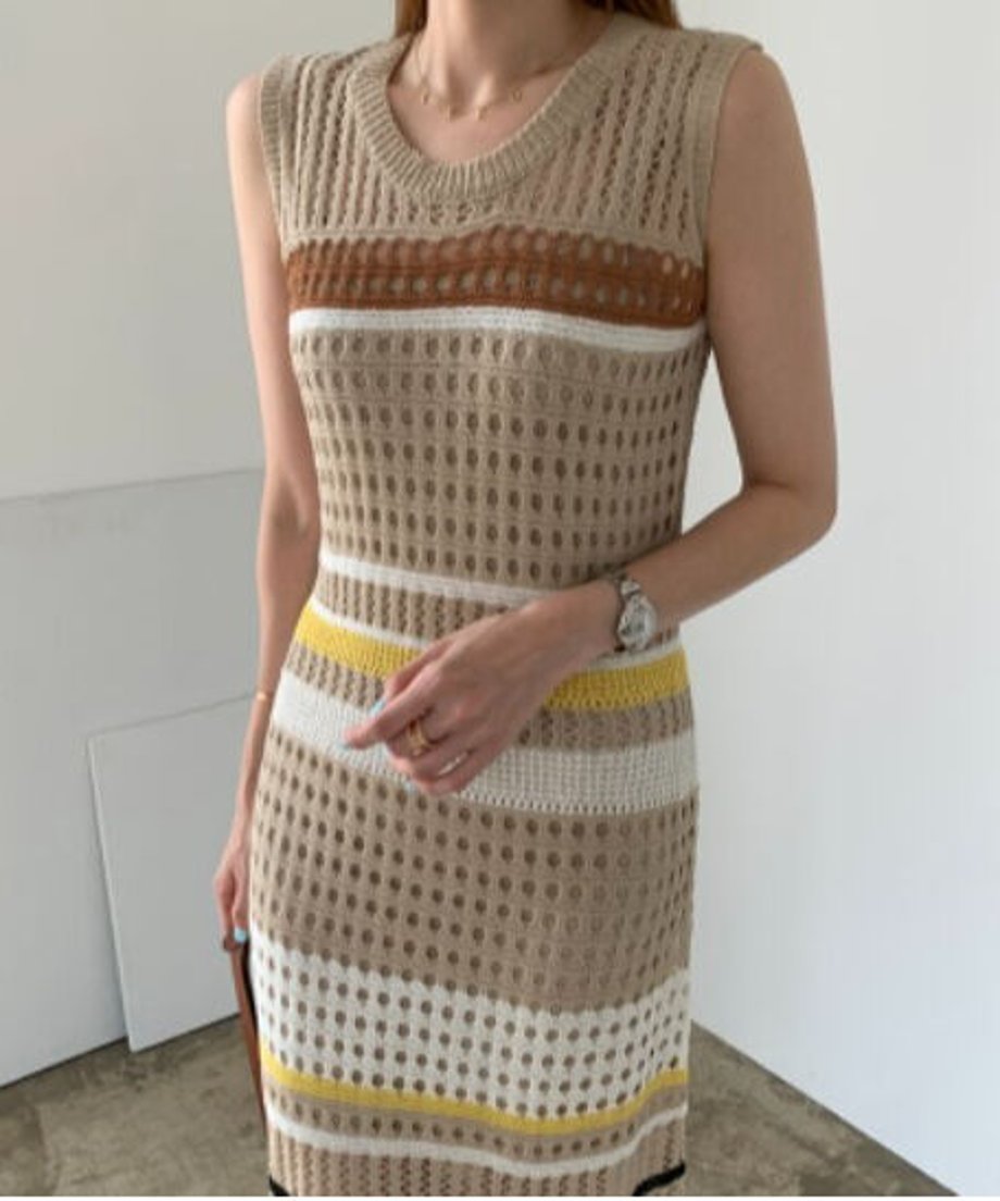 Striped Mesh Dress