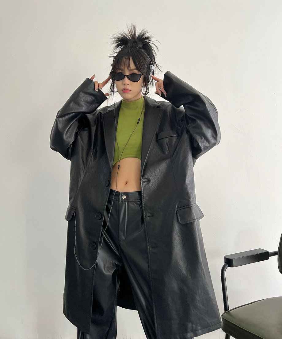 Oversized Faux Leather Jacket