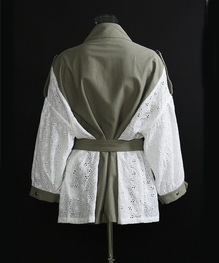 Lace Switching Short Coat