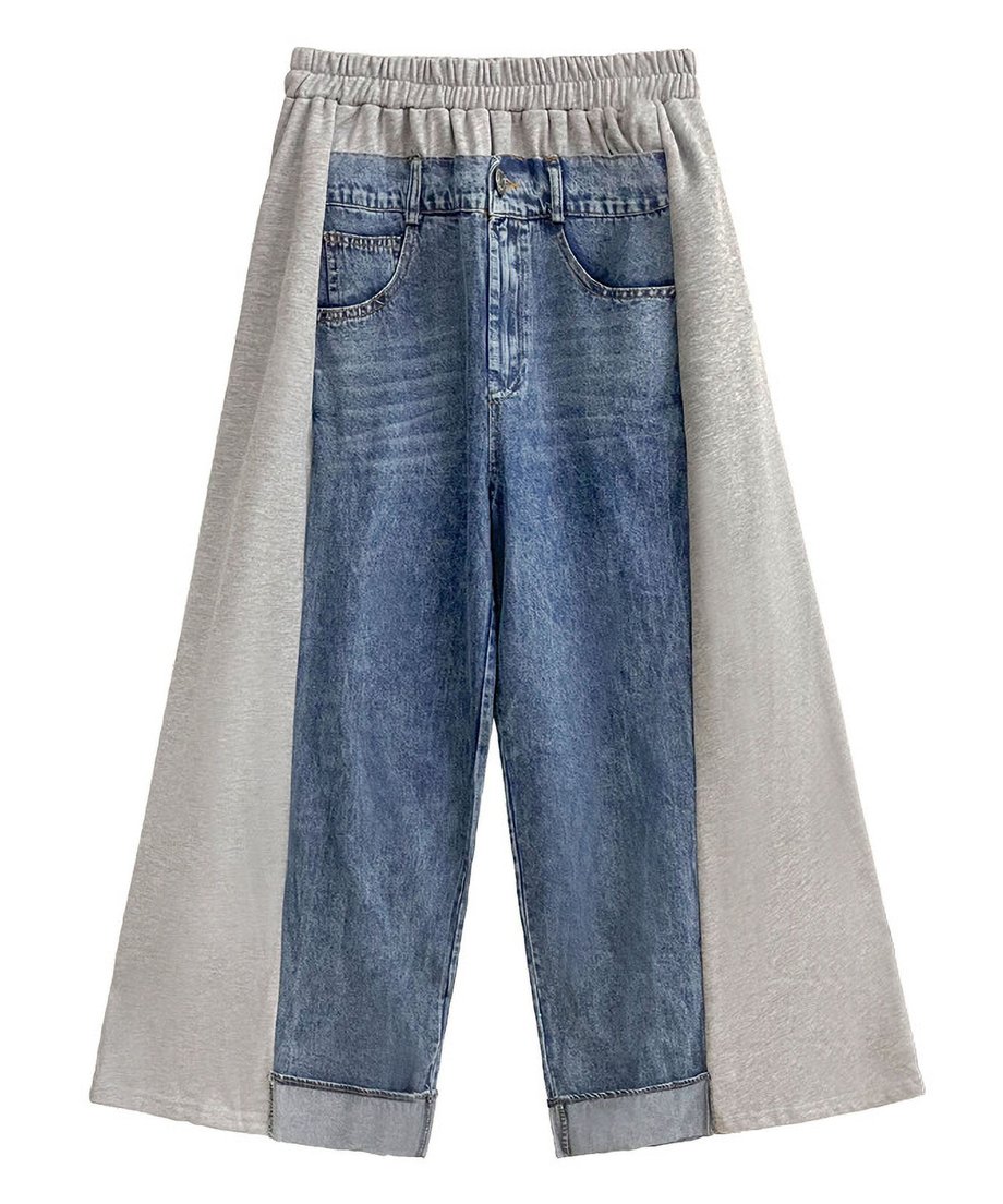 Layered Wide Panel Denim Pants