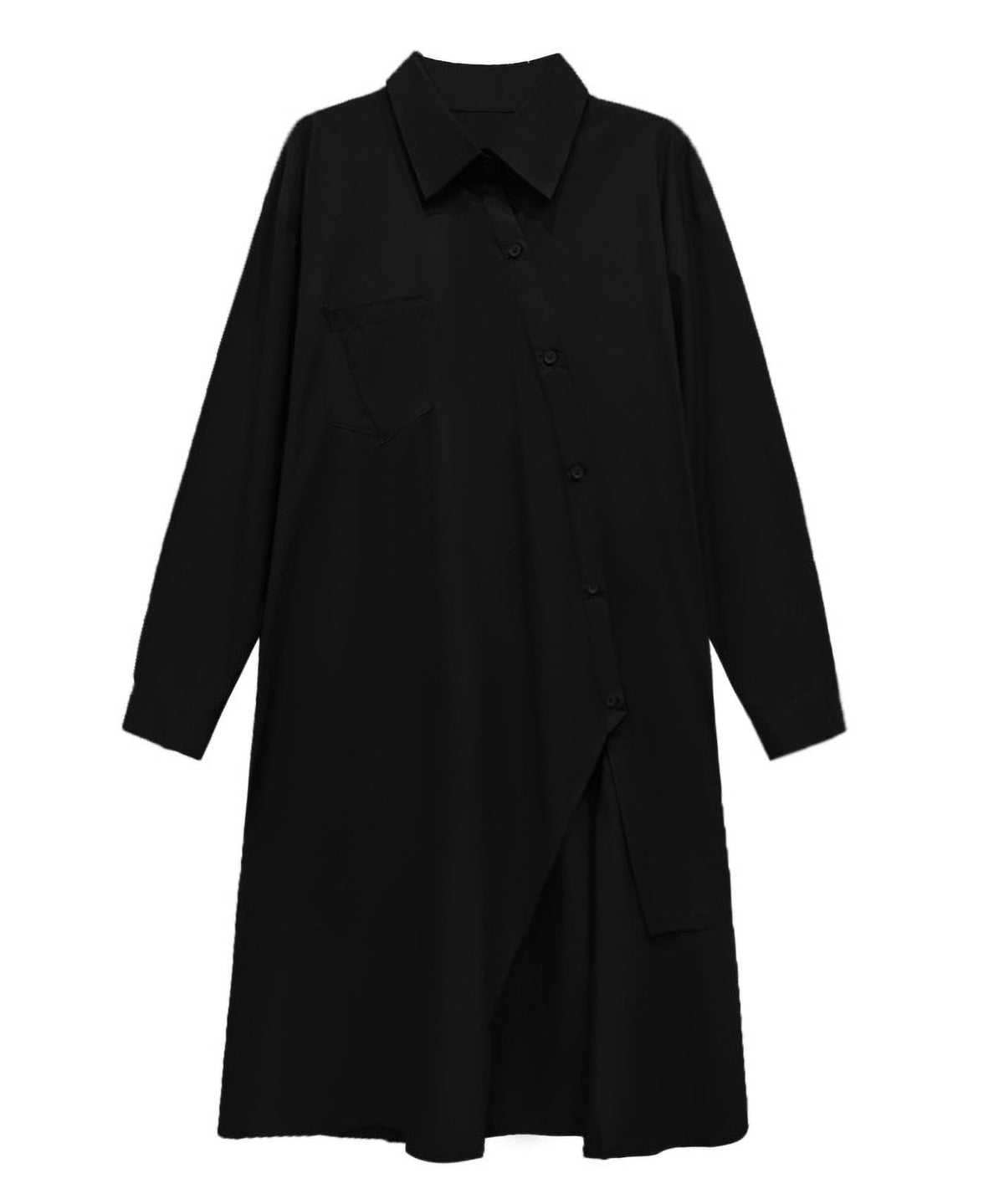 Diagonal Button Long Blouse
